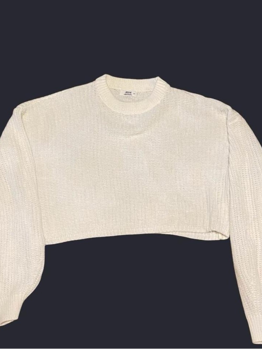 Cropped Ardene Ivory Ribbed Knit Sweater